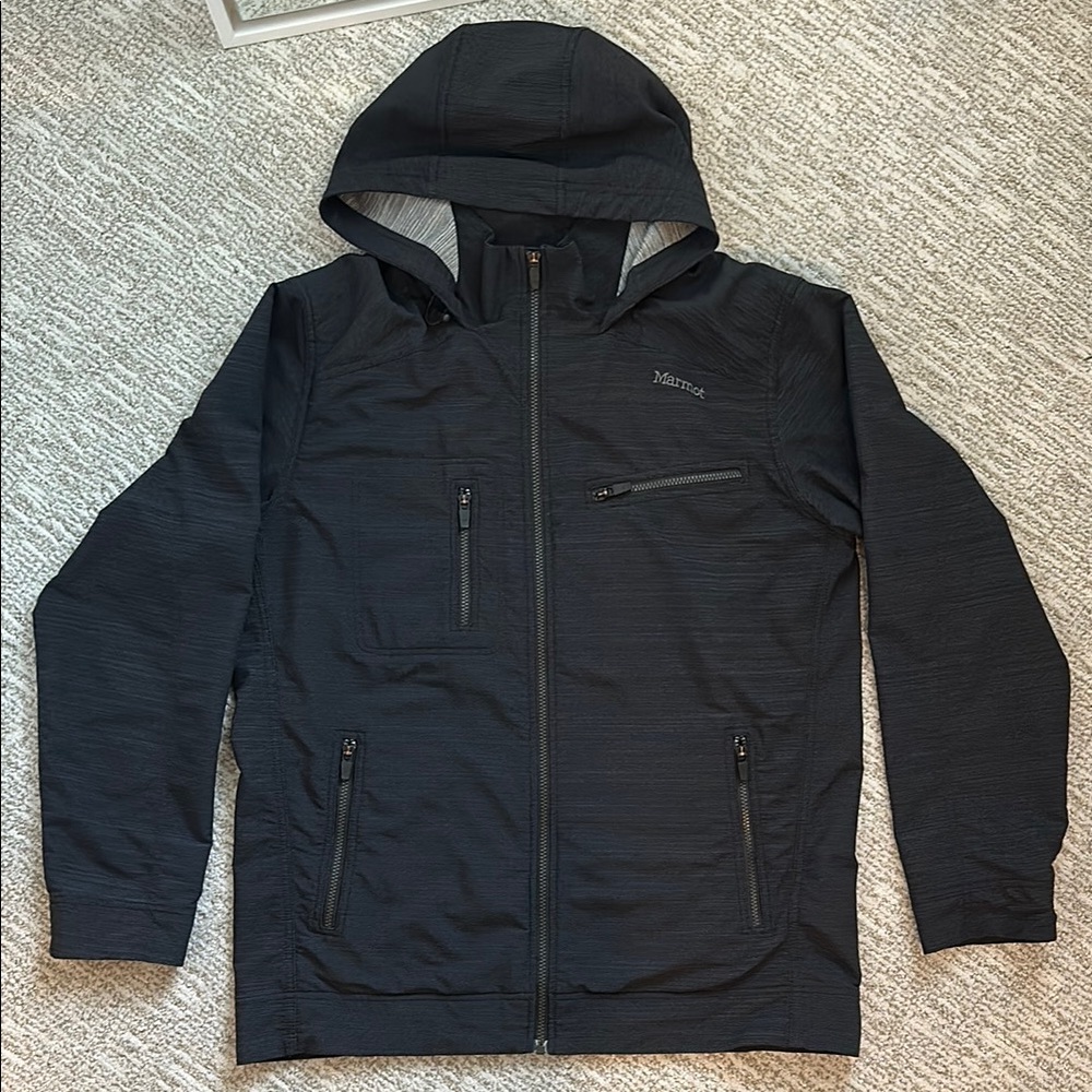 Men's Black Marmot Hooded Jacket